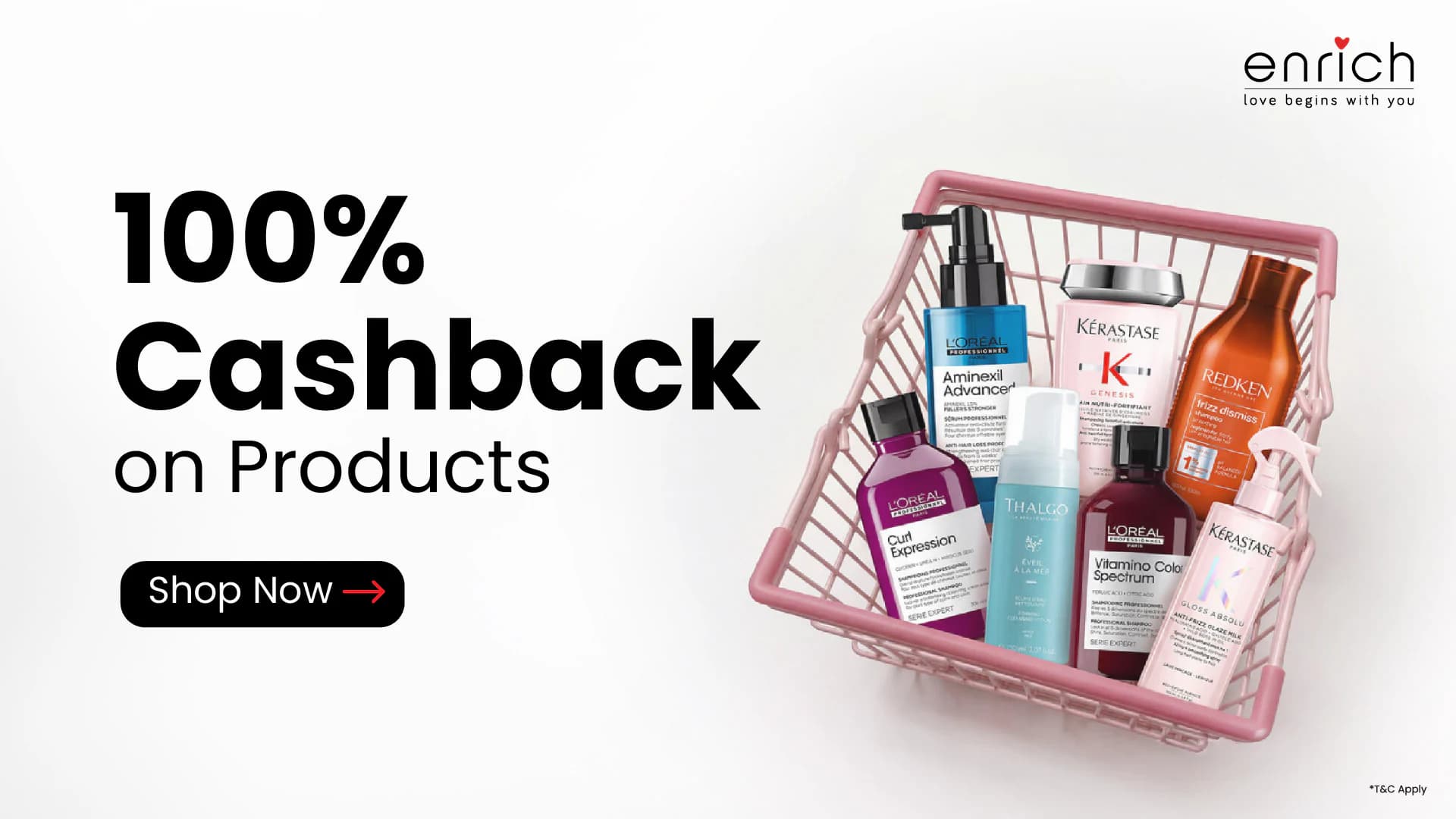 100% cashback on products for Enrich members, 50% for everyone else